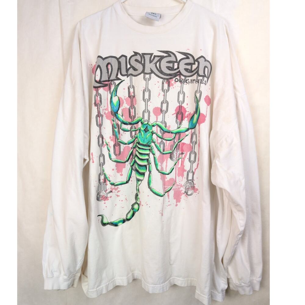 Miskeen iridescent scorpion graphic long sleeve tshirt Size 3XL Y2K Streetwear